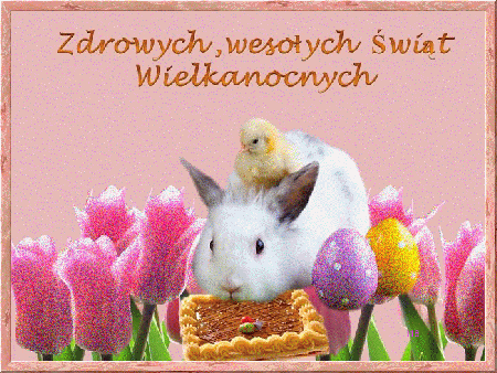 Brokatowa kartka z zajączkiem Wesołych Świąt